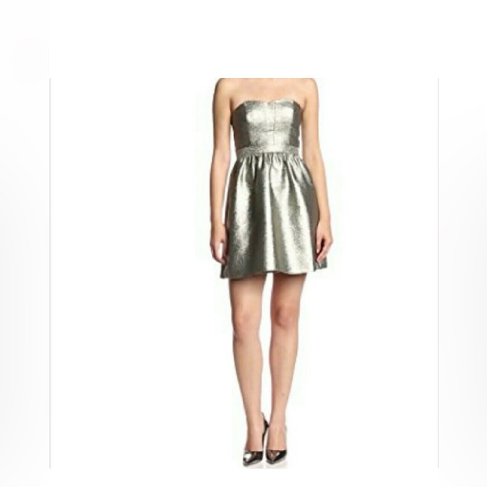 Aidan Mattox Strapless Metallic Gold Cocktail Dress - NWT